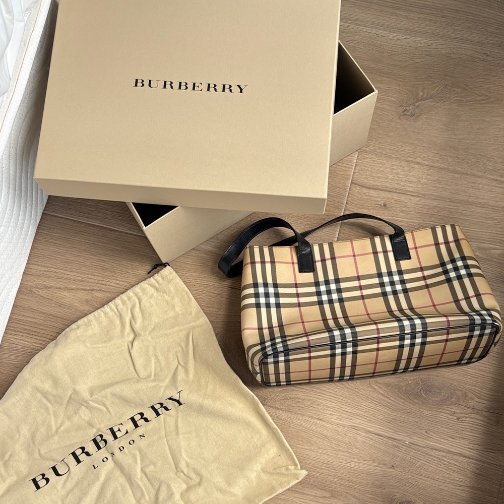 Burberry Beige and Black Checkered Bag